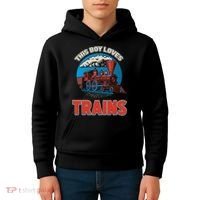 This  loves trains locomotives and wagon! boys train Kids Hoodie thumb 4