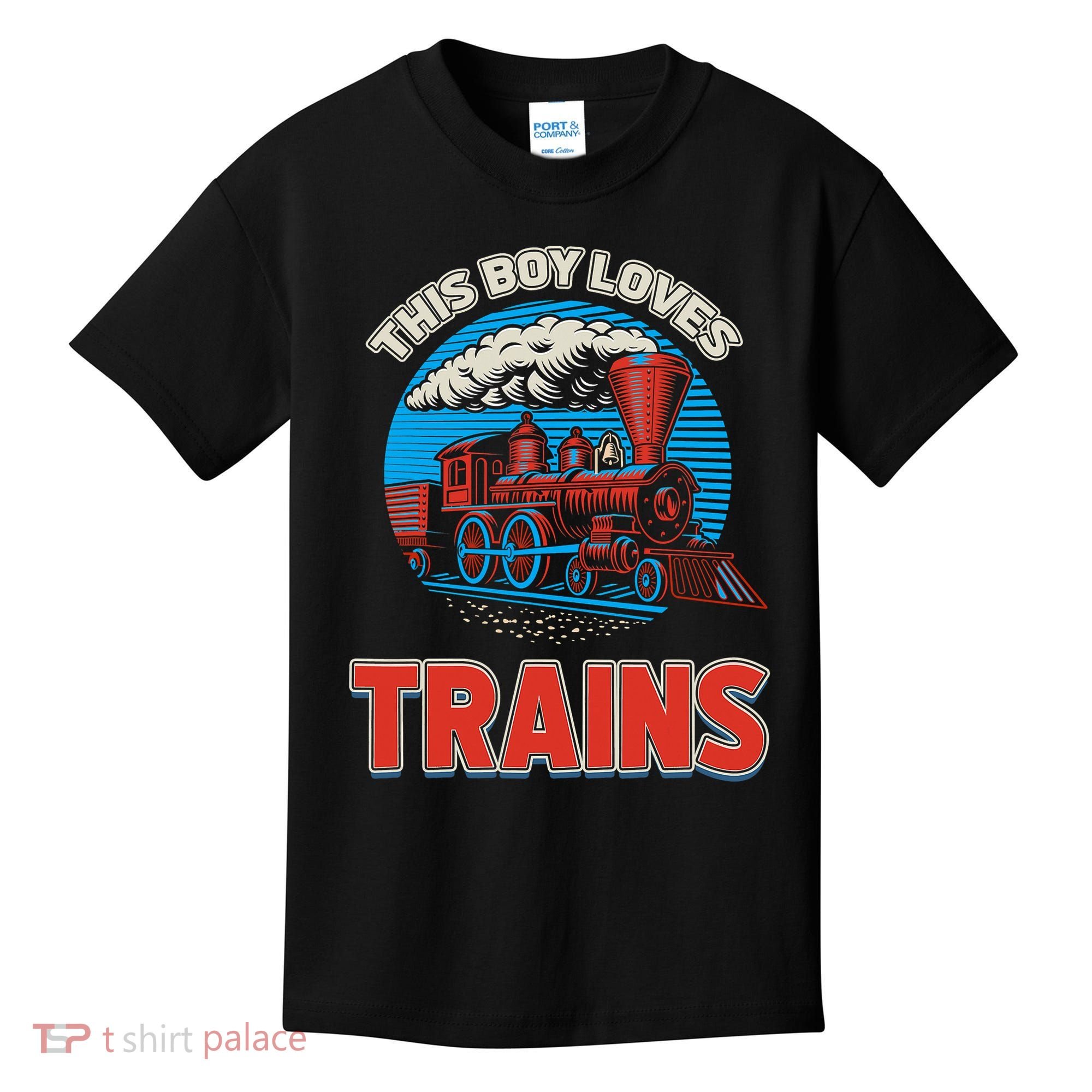 This  loves trains locomotives and wagon! boys train Kids T-Shirt