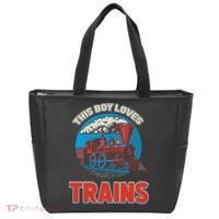 This  loves trains locomotives and wagon! boys train Tote Bag thumb 0
