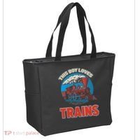 This  loves trains locomotives and wagon! boys train Tote Bag thumb 2
