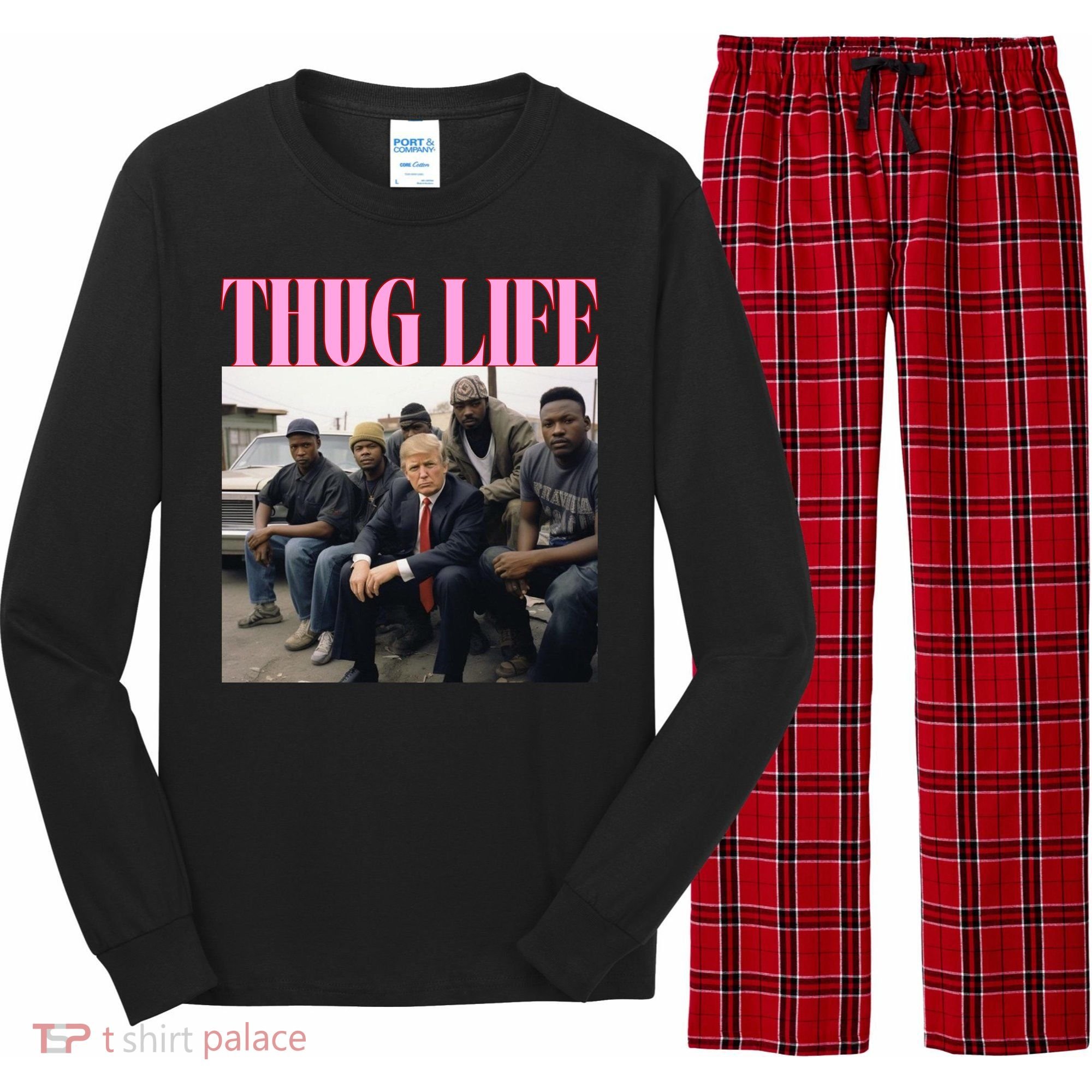 Thug Life Trump’S Kangaroo Conviction Long Sleeve Pajama Set