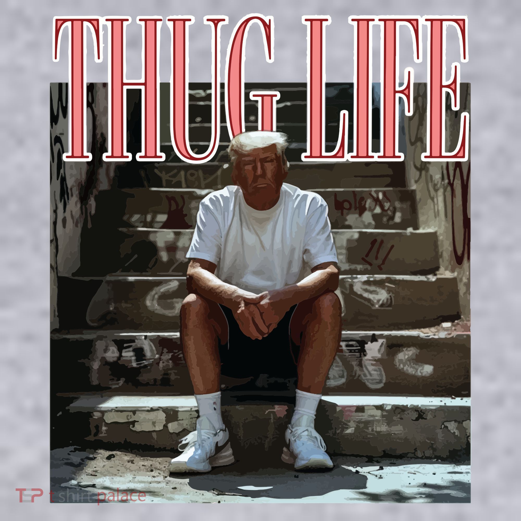 Thug Life Trump  Funny Trump Republican Women's Racerback Cropped Tank