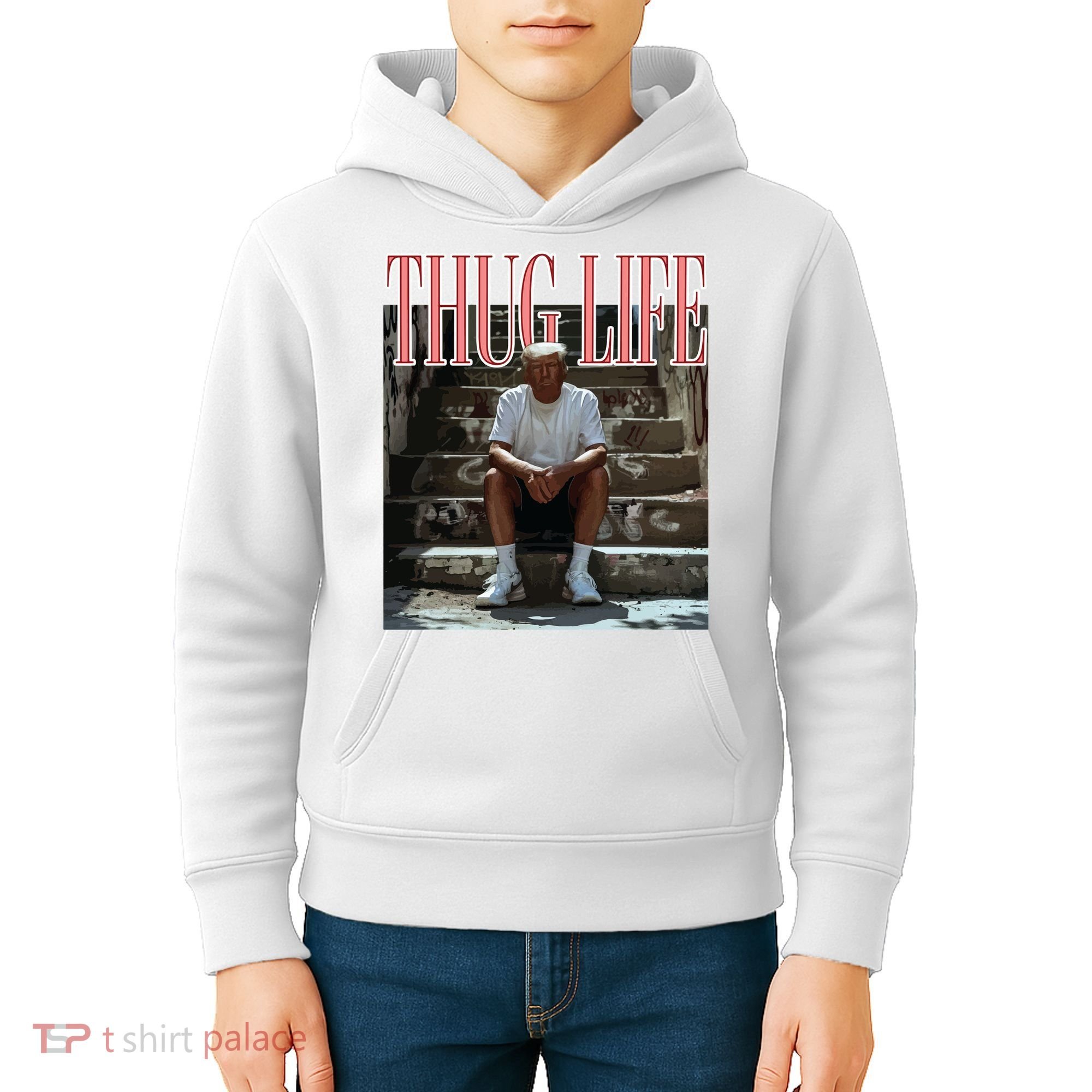Thug Life Trump  Funny Trump Republican Kids Hoodie