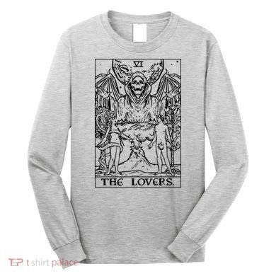 The Lovers Tarot Card Halloween Grim Reaper Gothic Horror Long Sleeve Shirt