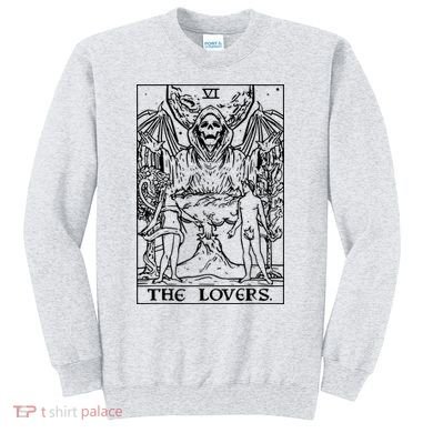 The Lovers Tarot Card Halloween Grim Reaper Gothic Horror Sweatshirt