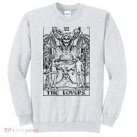 The Lovers Tarot Card Halloween Grim Reaper Gothic Horror Sweatshirt thumb 0