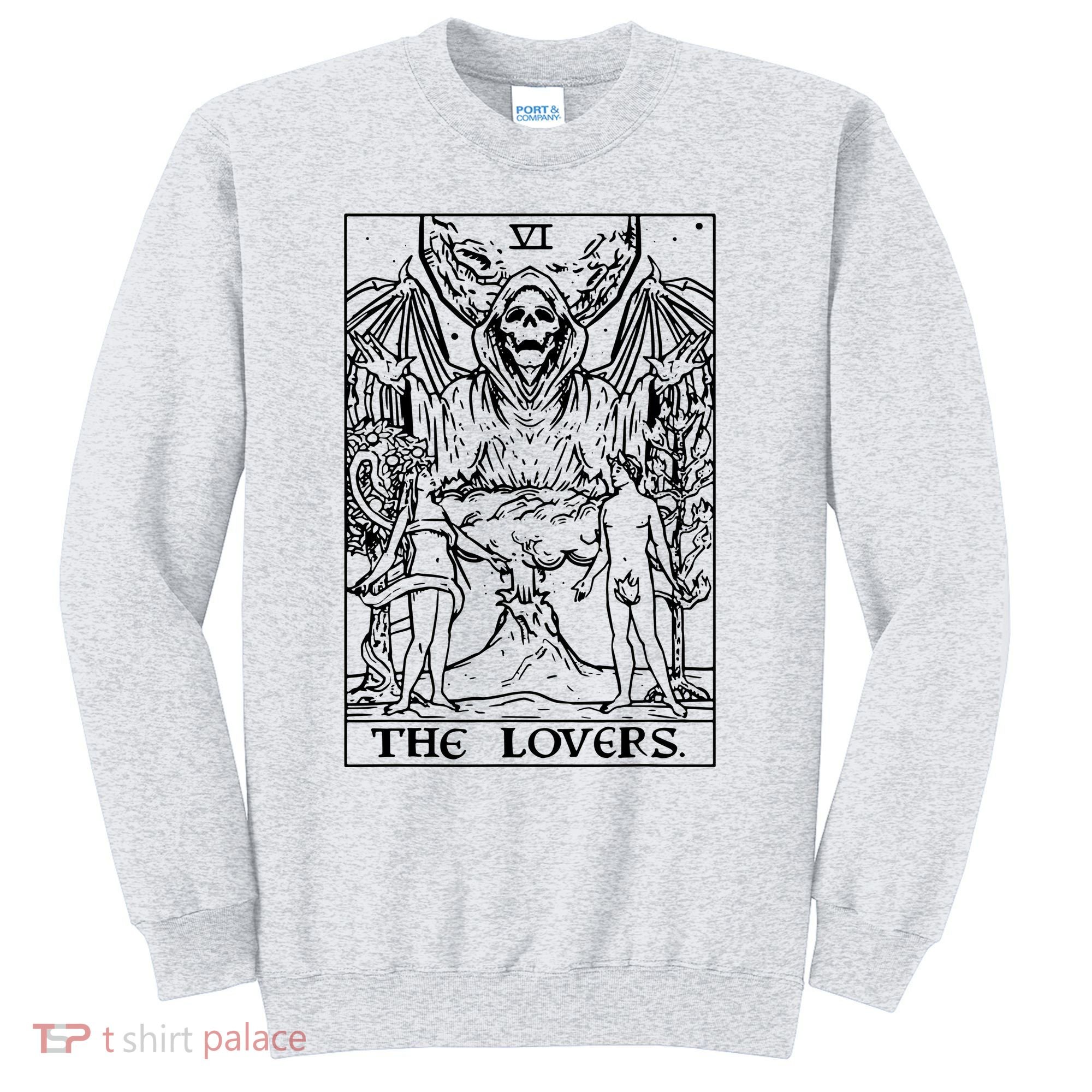 The Lovers Tarot Card Halloween Grim Reaper Gothic Horror Sweatshirt