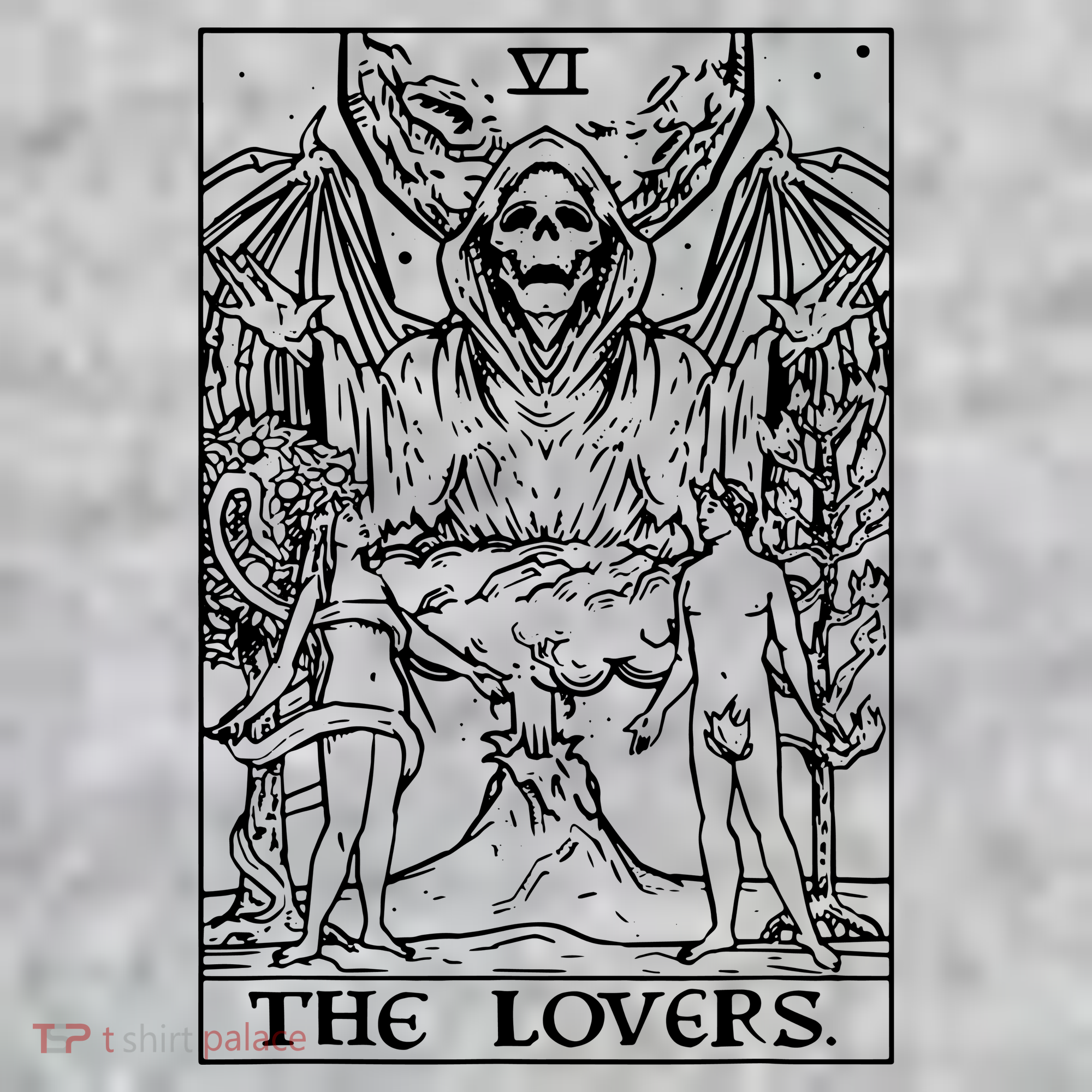 The Lovers Tarot Card Halloween Grim Reaper Gothic Horror Sweatshirt