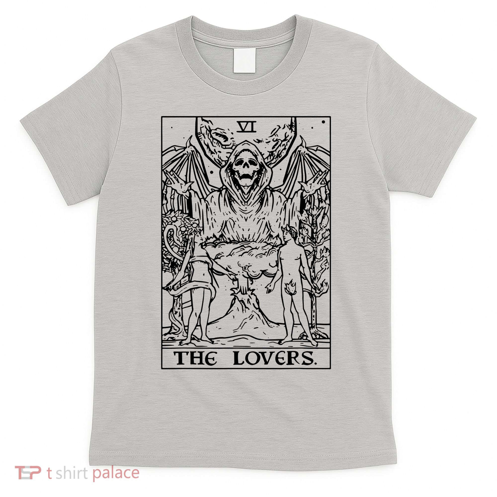 The Lovers Tarot Card Halloween Grim Reaper Gothic Horror T-Shirt