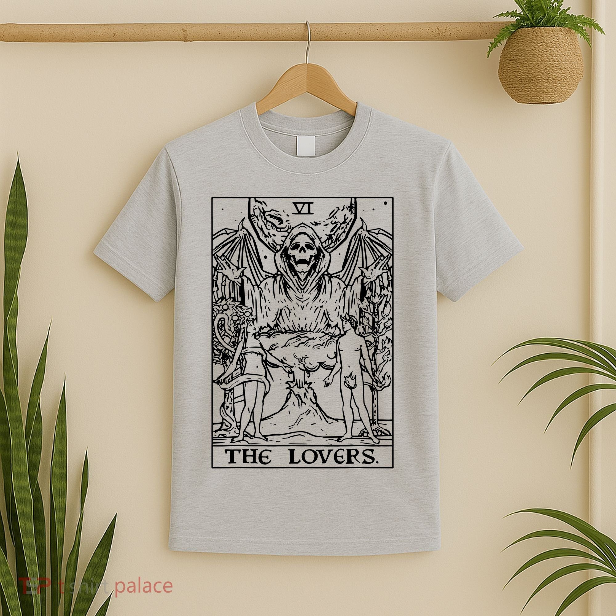 The Lovers Tarot Card Halloween Grim Reaper Gothic Horror T-Shirt
