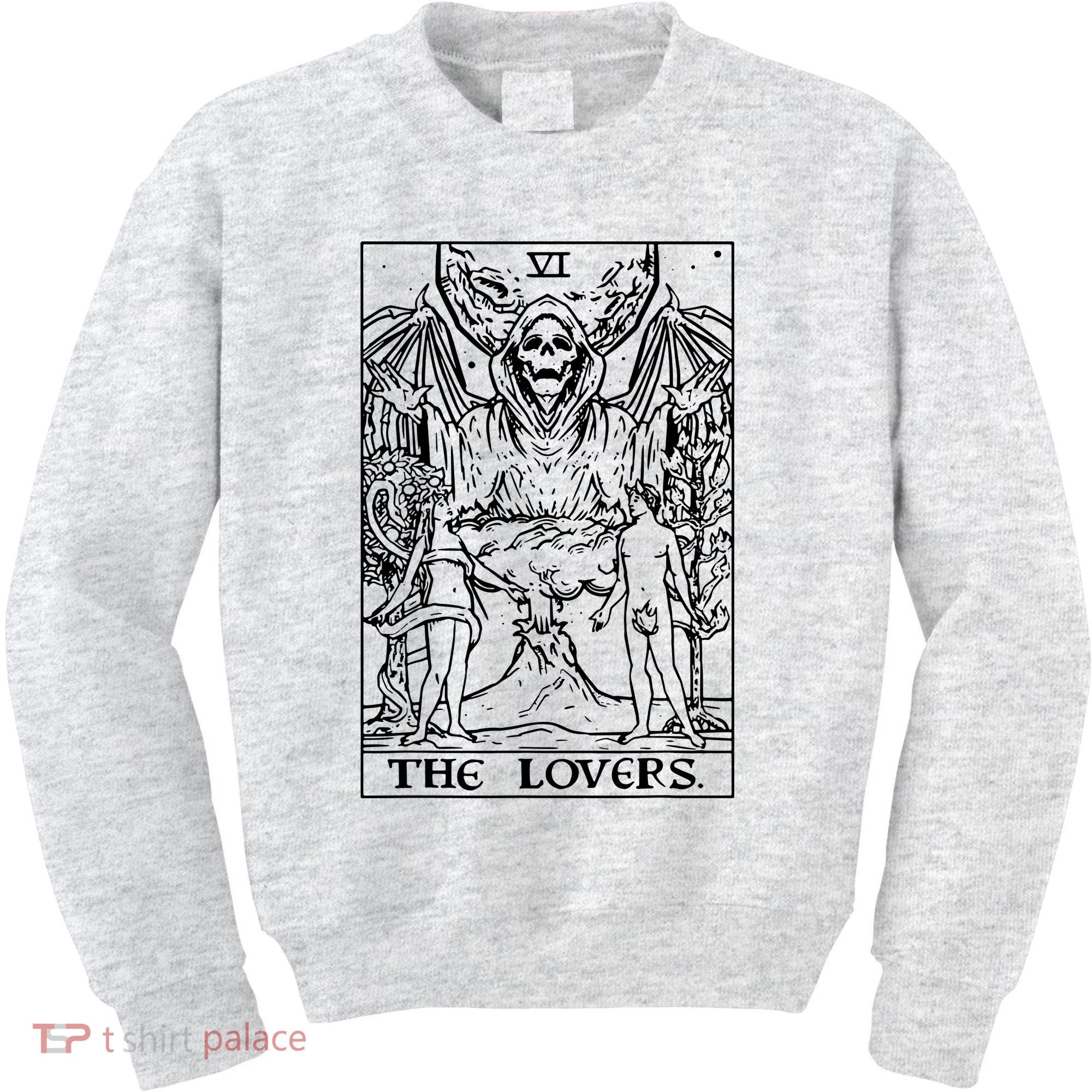 The Lovers Tarot Card Halloween Grim Reaper Gothic Horror Kids Sweatshirt