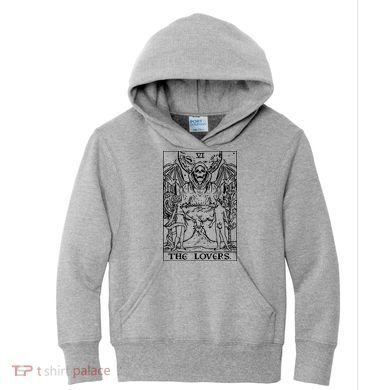 The Lovers Tarot Card Halloween Grim Reaper Gothic Horror Kids Hoodie