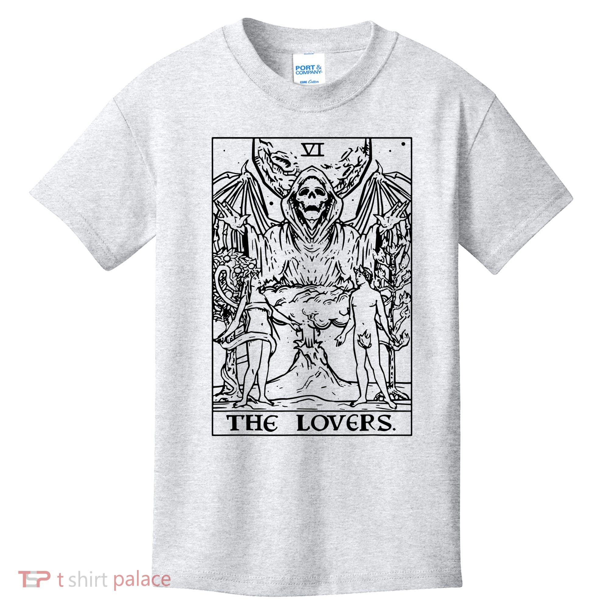 The Lovers Tarot Card Halloween Grim Reaper Gothic Horror Kids T-Shirt