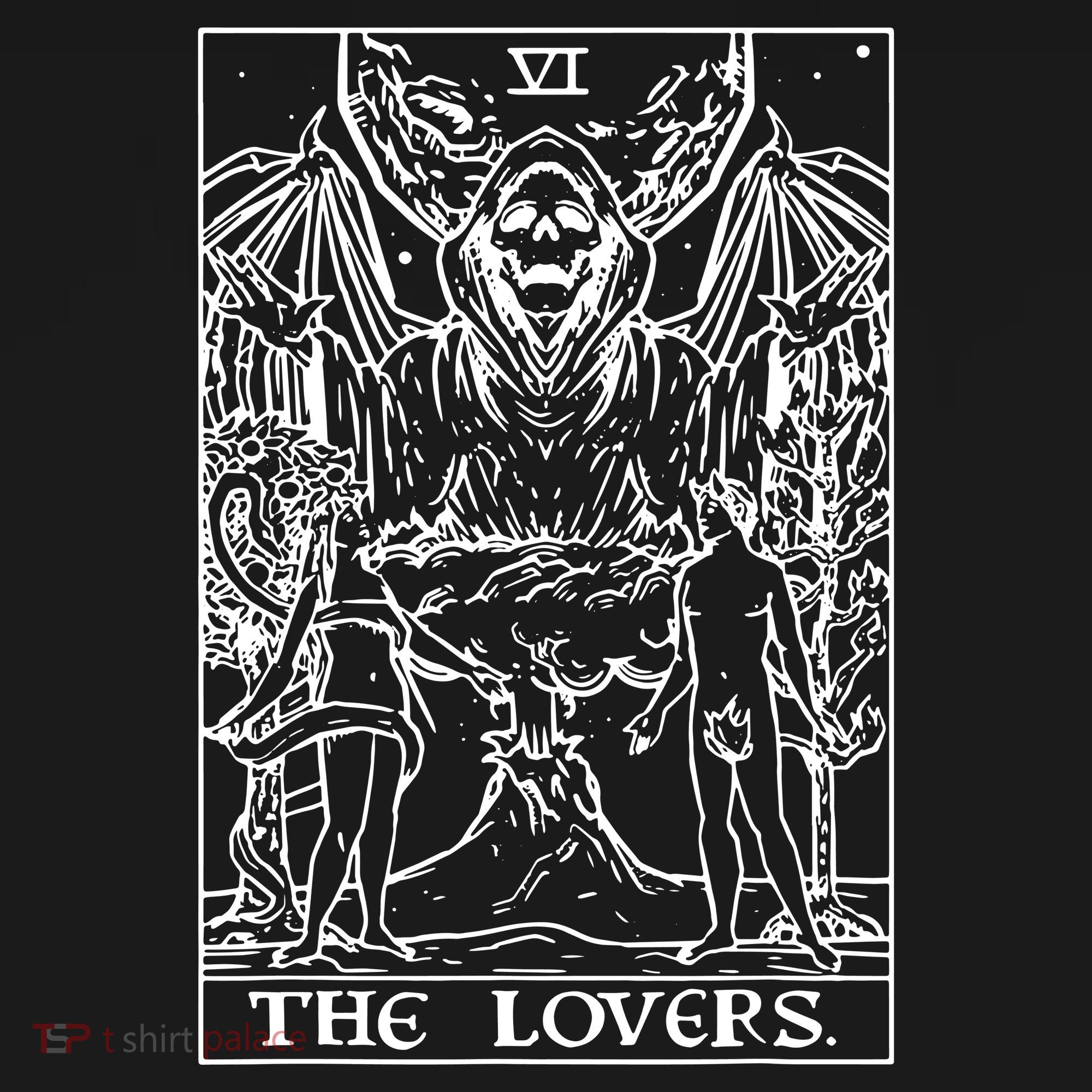 The Lovers Tarot Card Halloween Grim Reaper Gothic Horror Doggie Tank