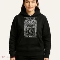 The Lovers Tarot Card Halloween Grim Reaper Gothic Horror Hoodie thumb 5
