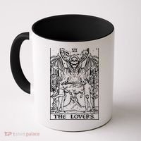 The Lovers Tarot Card Halloween Grim Reaper Gothic Horror Coffee Mug thumb 0