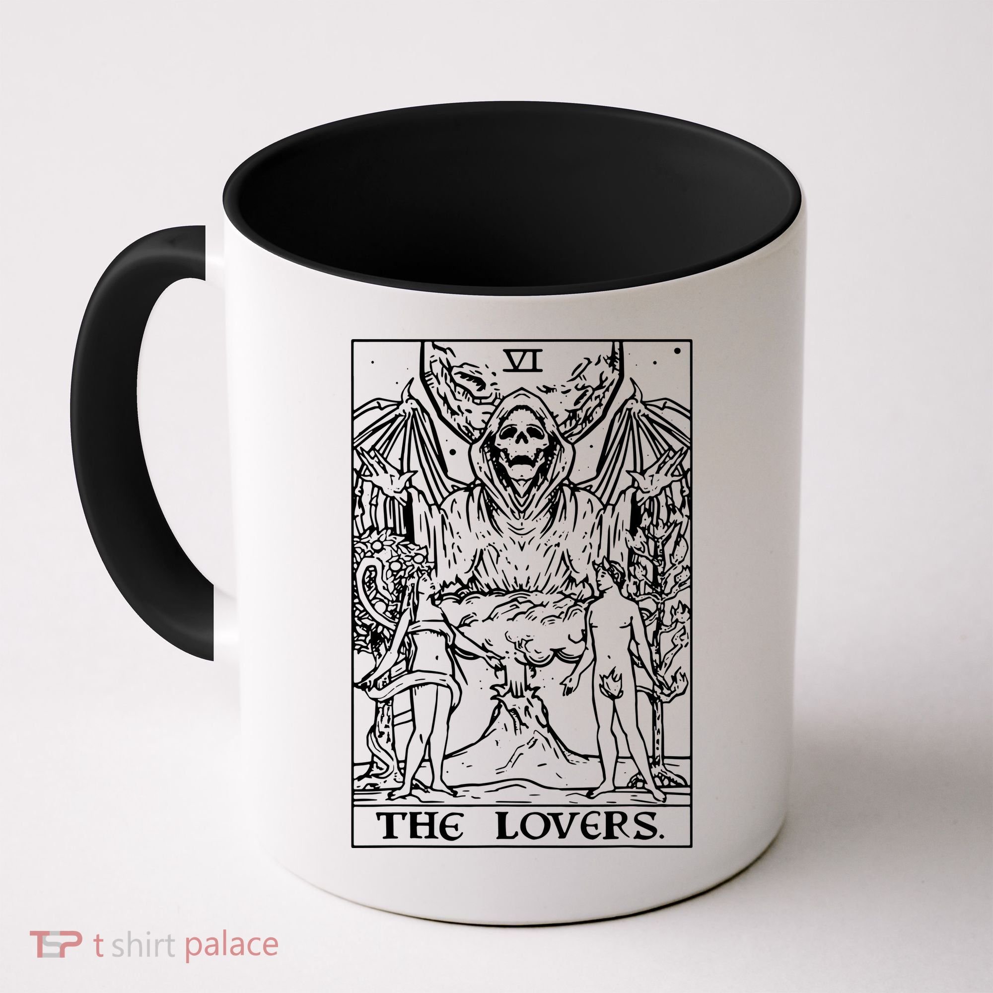 The Lovers Tarot Card Halloween Grim Reaper Gothic Horror Coffee Mug