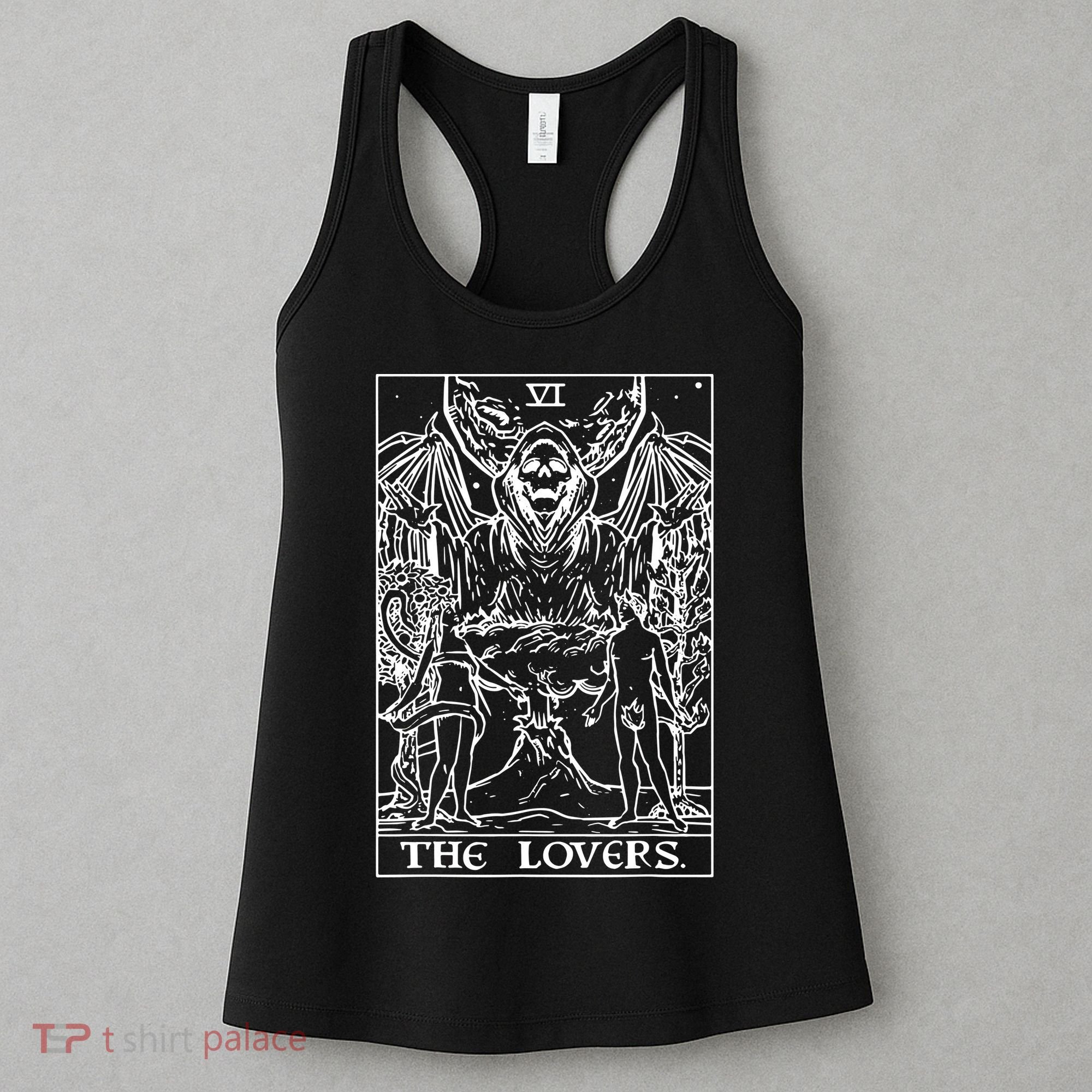 The Lovers Tarot Card Halloween Grim Reaper Gothic Horror Women's Tank Top