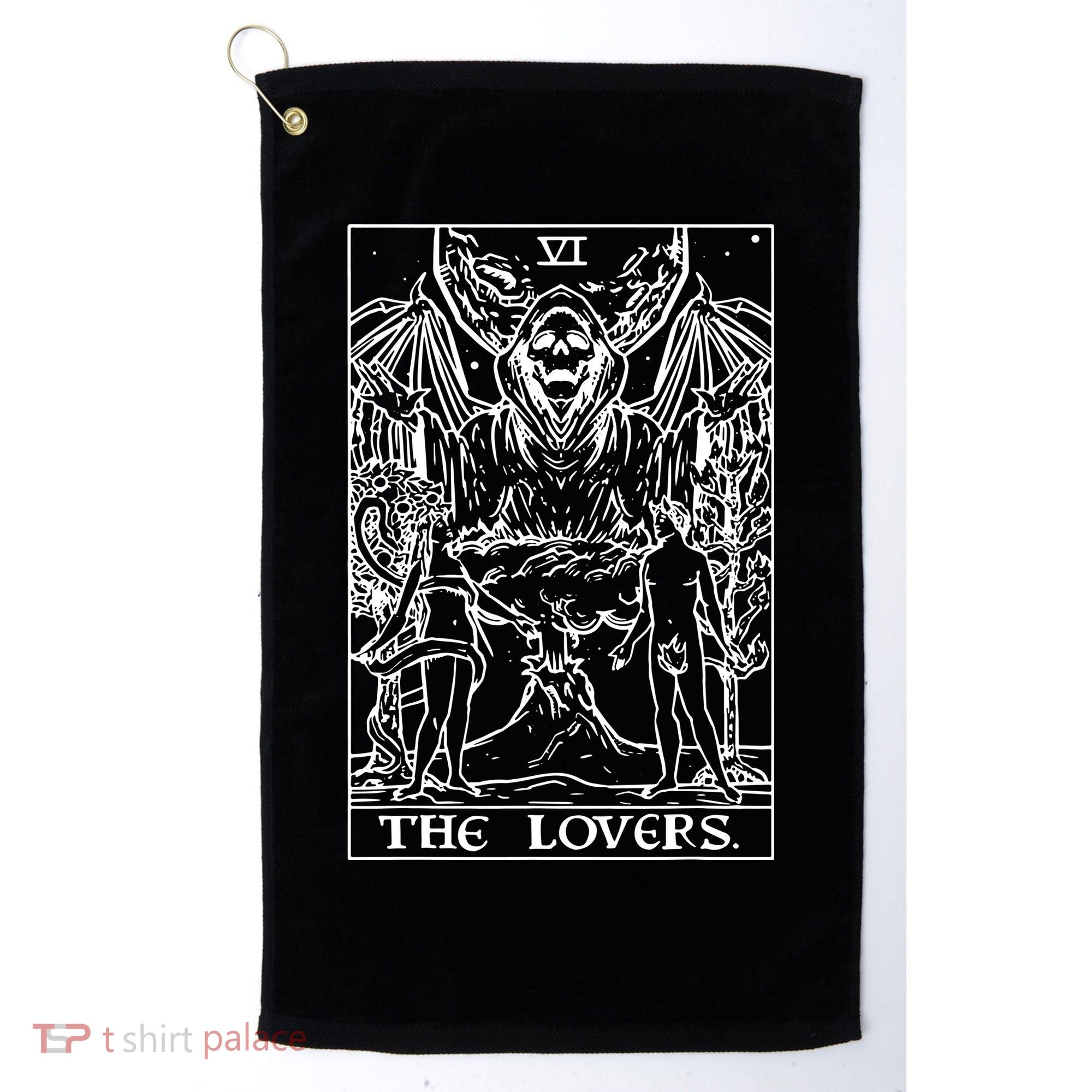 The Lovers Tarot Card Halloween Grim Reaper Gothic Horror Golf Towel