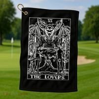 The Lovers Tarot Card Halloween Grim Reaper Gothic Horror Golf Towel thumb 1