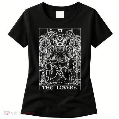 The Lovers Tarot Card Halloween Grim Reaper Gothic Horror Women's T-Shirt