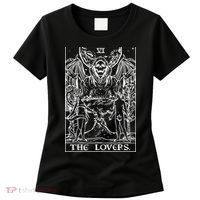 The Lovers Tarot Card Halloween Grim Reaper Gothic Horror Women's T-Shirt thumb 0