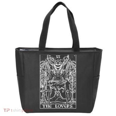 The Lovers Tarot Card Halloween Grim Reaper Gothic Horror Tote Bag
