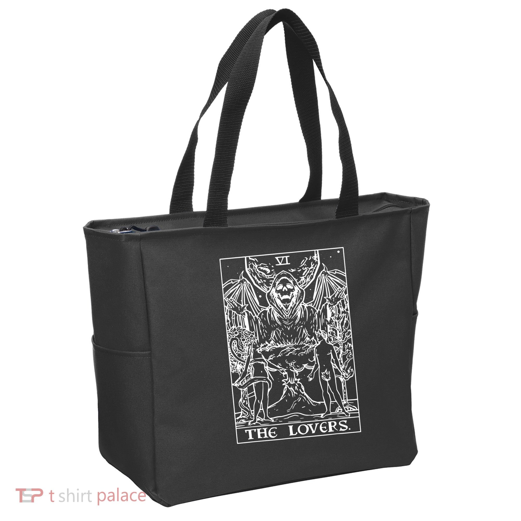 The Lovers Tarot Card Halloween Grim Reaper Gothic Horror Tote Bag