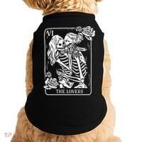 The Lovers Tarot Card Occult Goth Kissing Lesbian Skeleton Doggie Tank thumb 0