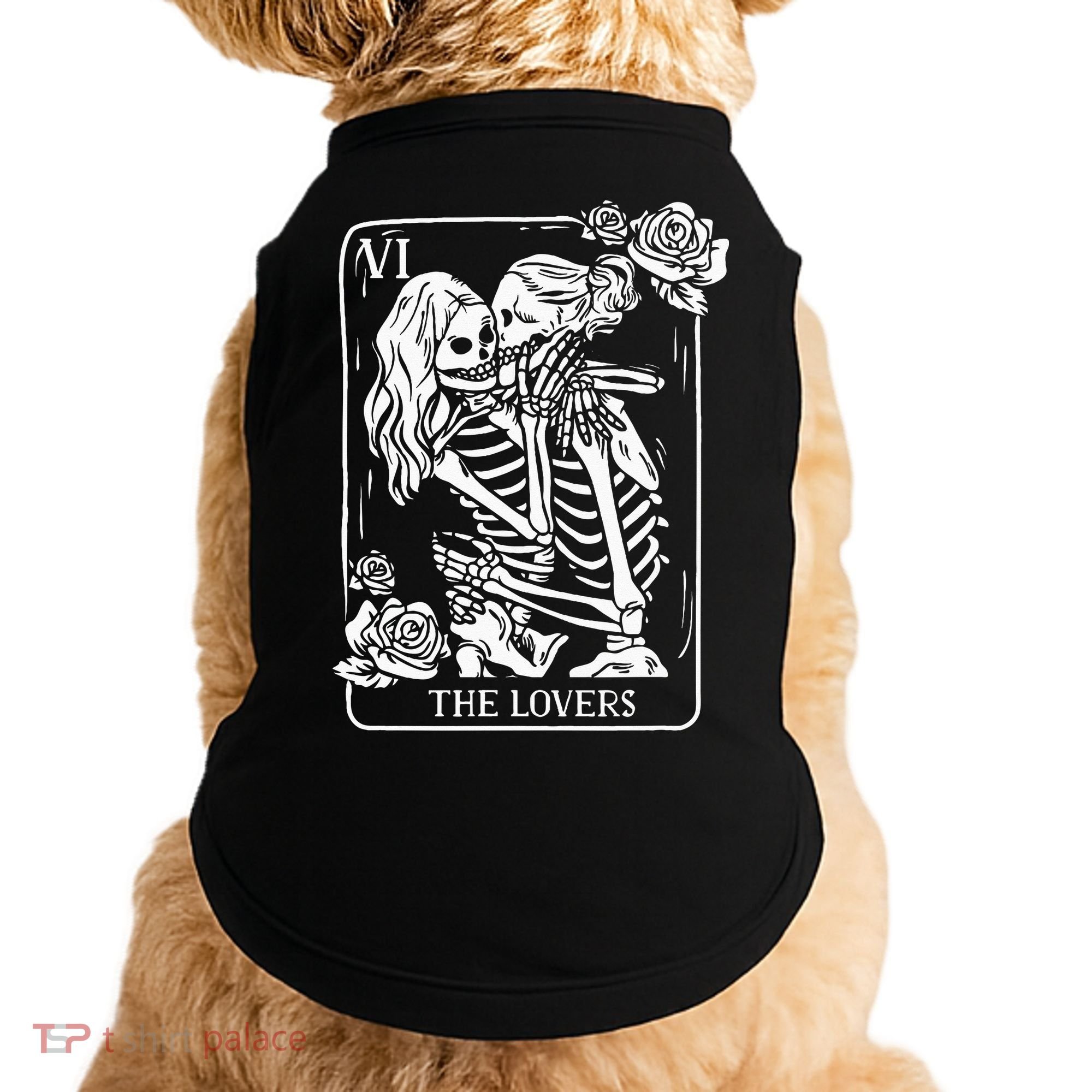 The Lovers Tarot Card Occult Goth Kissing Lesbian Skeleton Doggie Tank