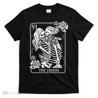 The Lovers Tarot Card Occult Goth Kissing Lesbian Skeleton T-Shirt thumb 0