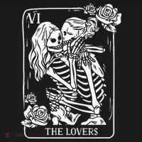 The Lovers Tarot Card Occult Goth Kissing Lesbian Skeleton T-Shirt thumb 7