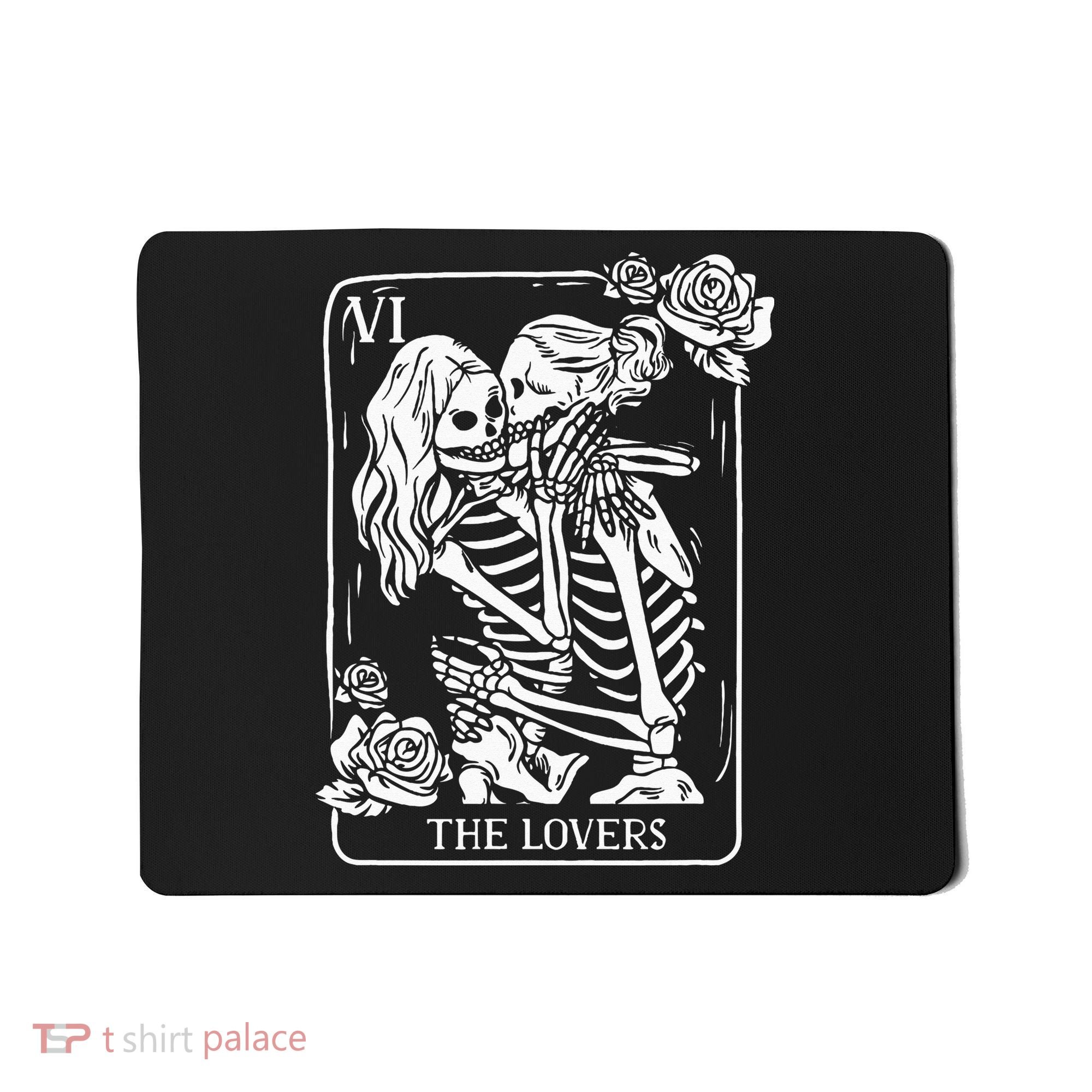 The Lovers Tarot Card Occult Goth Kissing Lesbian Skeleton Mousepad