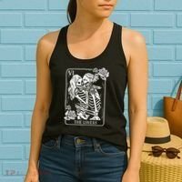 The Lovers Tarot Card Occult Goth Kissing Lesbian Skeleton Women's Tank Top thumb 2