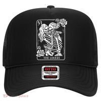The Lovers Tarot Card Occult Goth Kissing Lesbian Skeleton Hat thumb 0