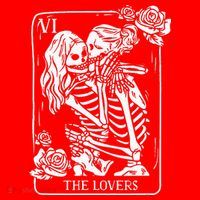 The Lovers Tarot Card Occult Goth Kissing Lesbian Skeleton Santa Hat thumb 1