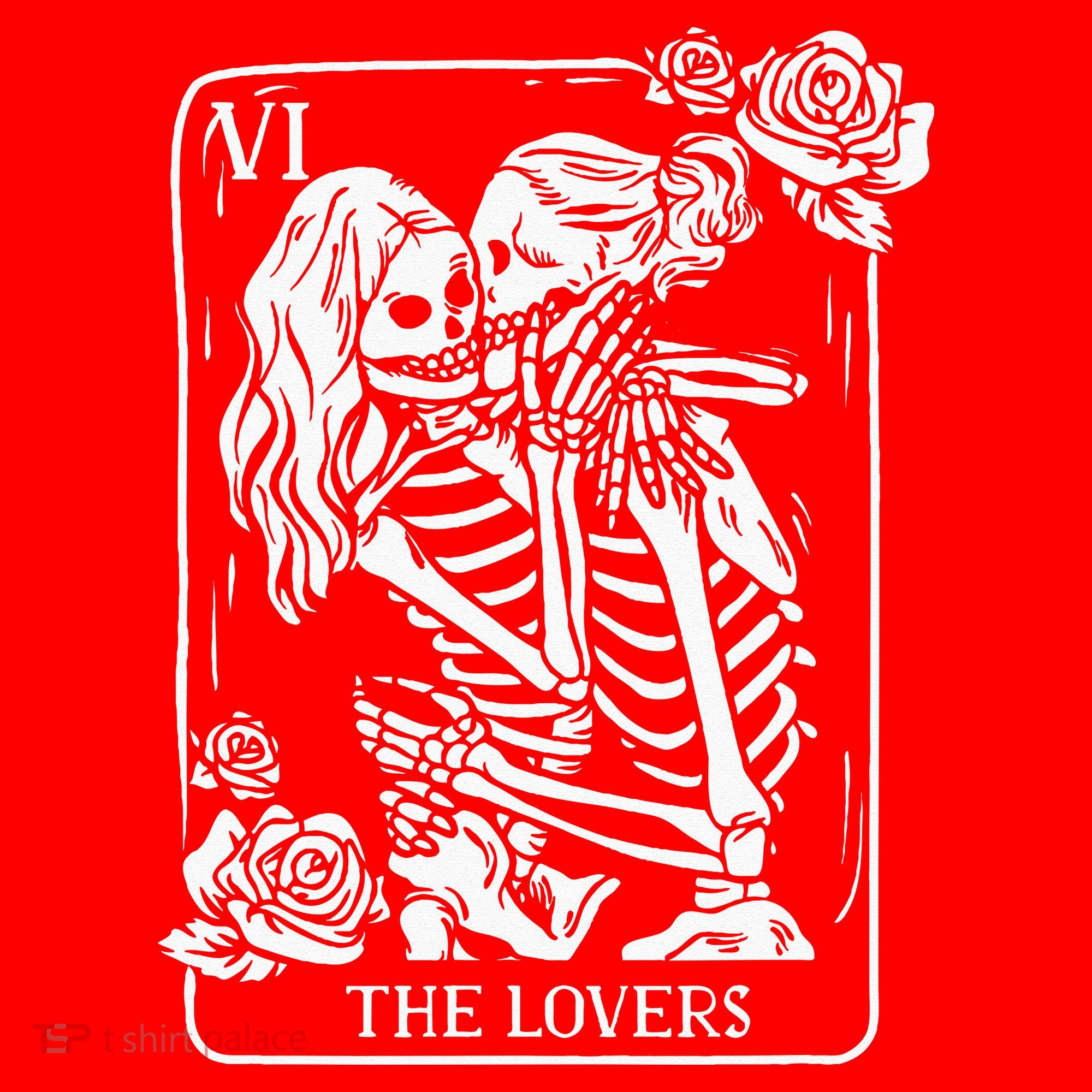 The Lovers Tarot Card Occult Goth Kissing Lesbian Skeleton Santa Hat