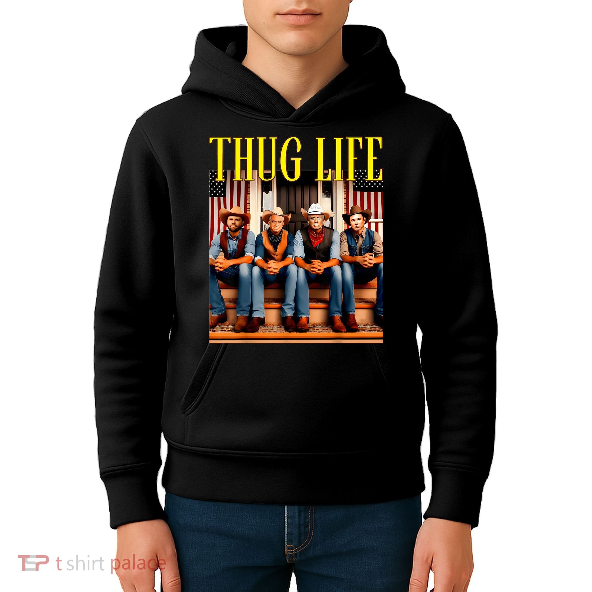 Thug Life Trump Vance Kennedy Elon Trump Squad Thug Life Kids Hoodie