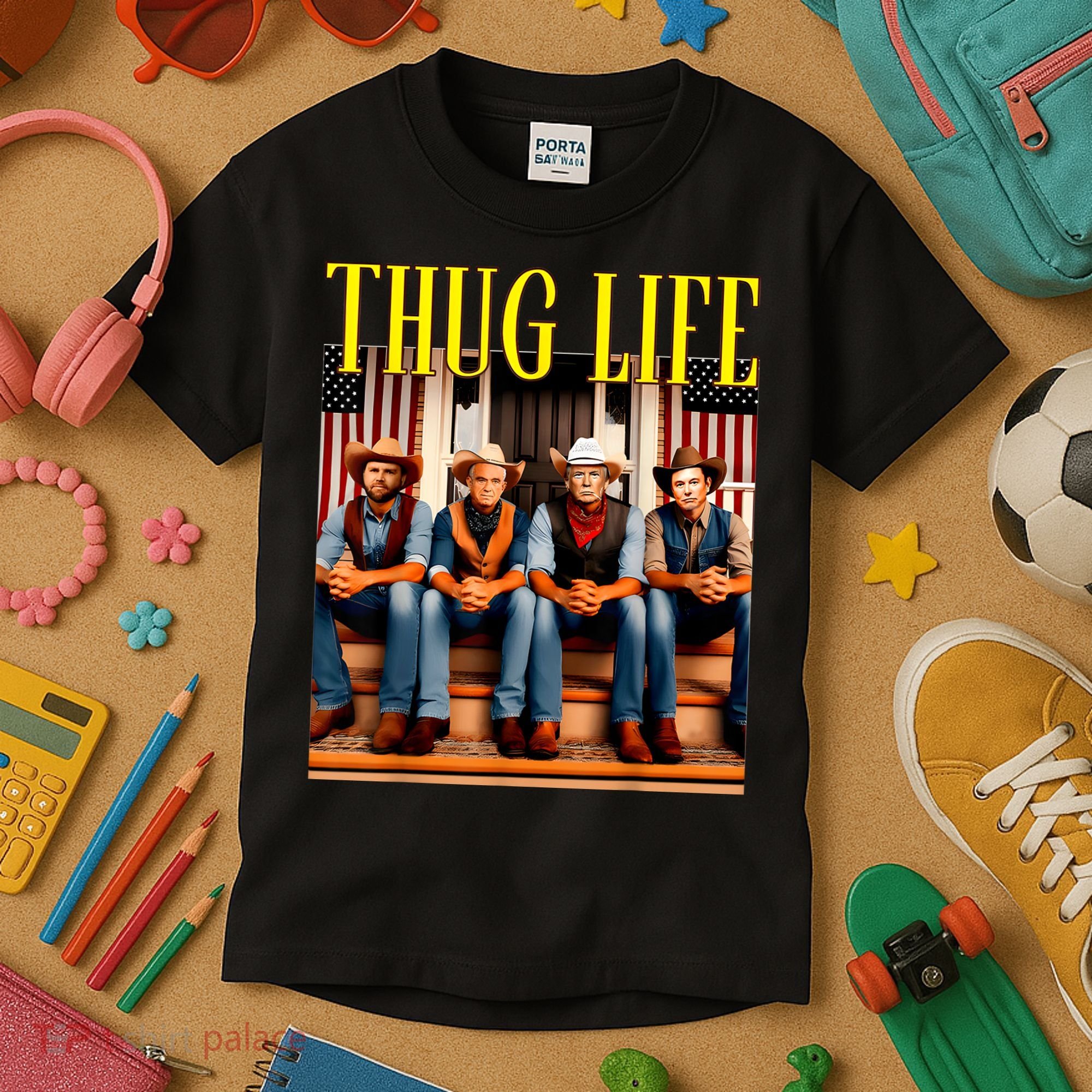Thug Life Trump Vance Kennedy Elon Trump Squad Thug Life Kids T-Shirt