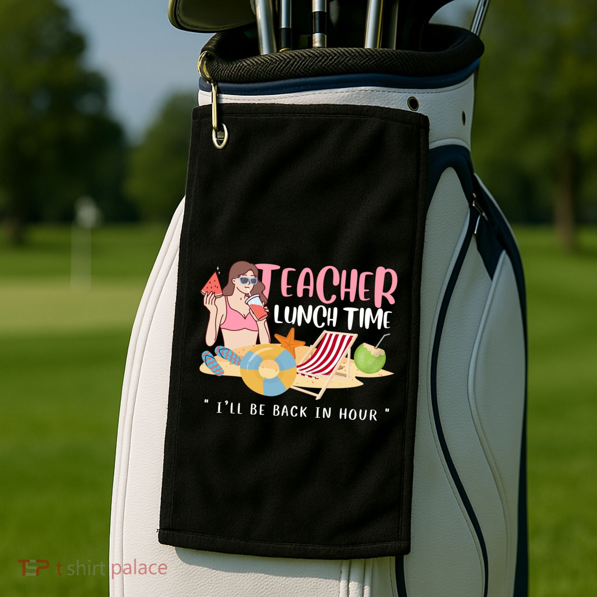 Teacher Lunch Time Funny Teacher Vacation Summer Beach Great Gift Golf Towel