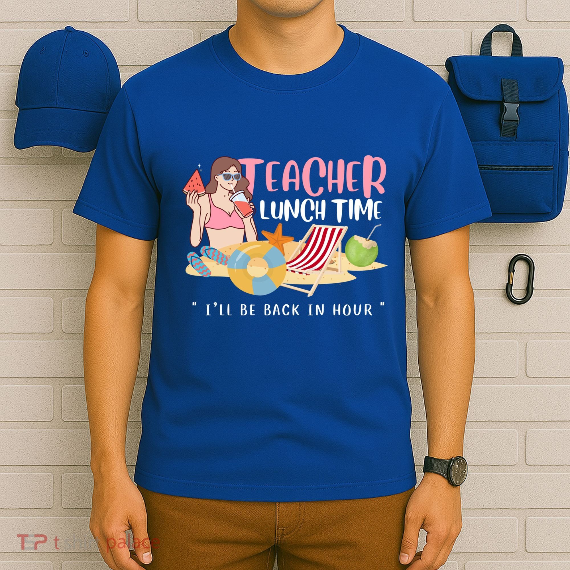Teacher Lunch Time Funny Teacher Vacation Summer Beach Great Gift T-Shirt