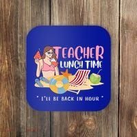Teacher Lunch Time Funny Teacher Vacation Summer Beach Great Gift Coaster thumb 0