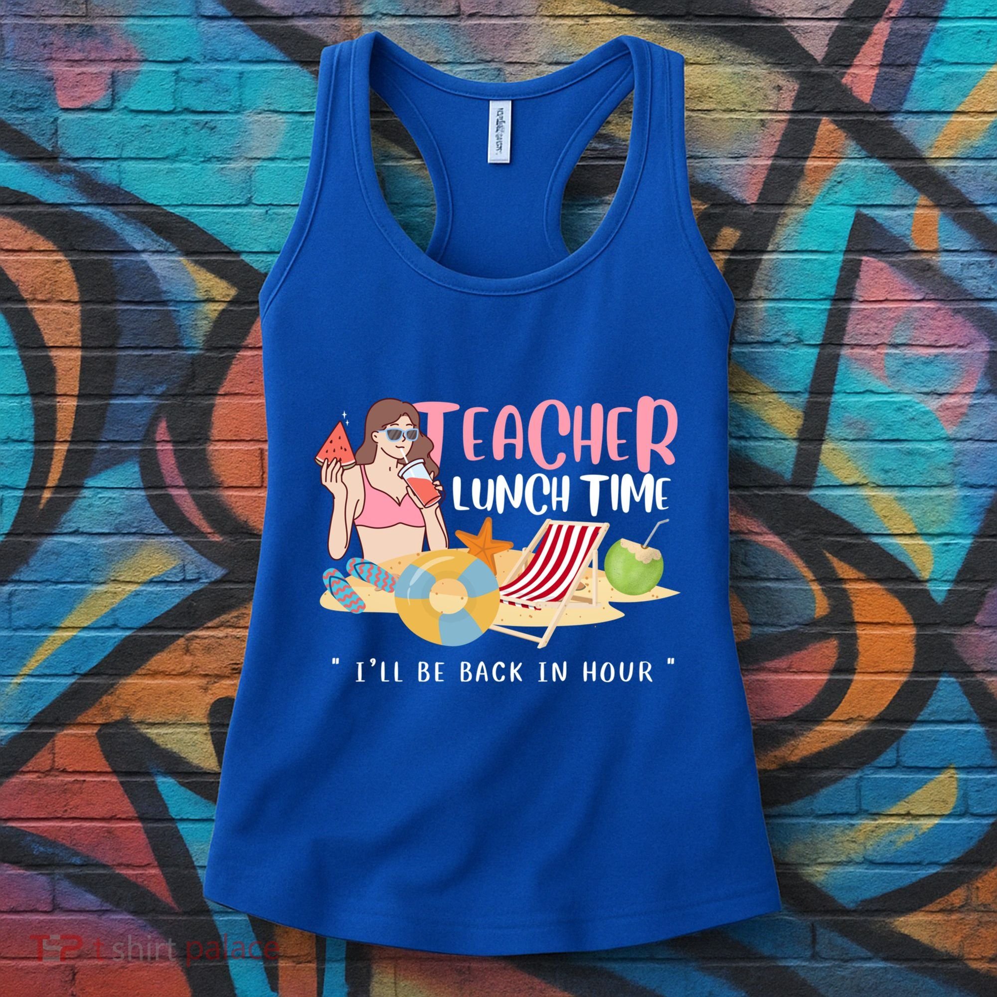 Teacher Lunch Time Funny Teacher Vacation Summer Beach Great Gift Women's Tank Top