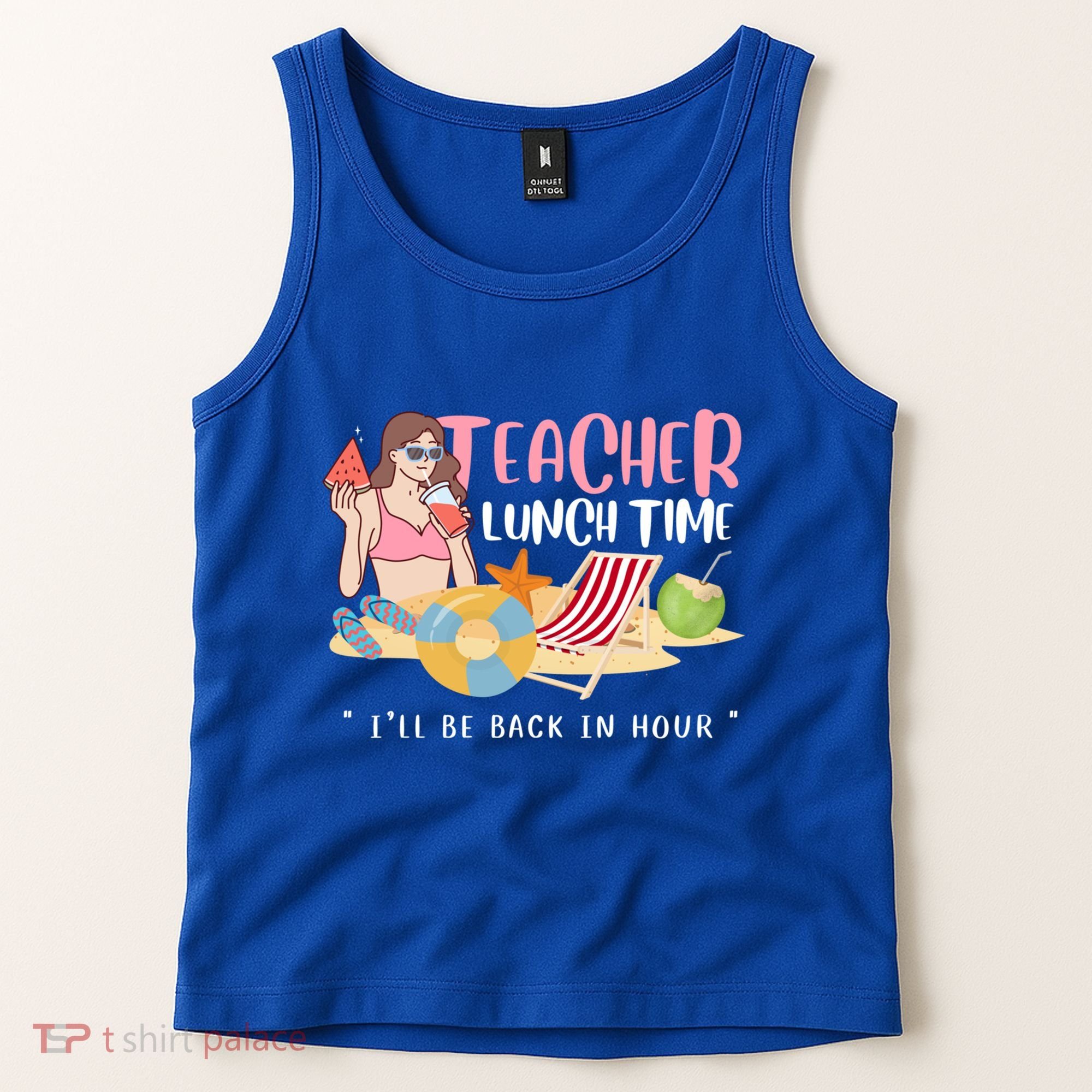 Teacher Lunch Time Funny Teacher Vacation Summer Beach Great Gift Tank Top
