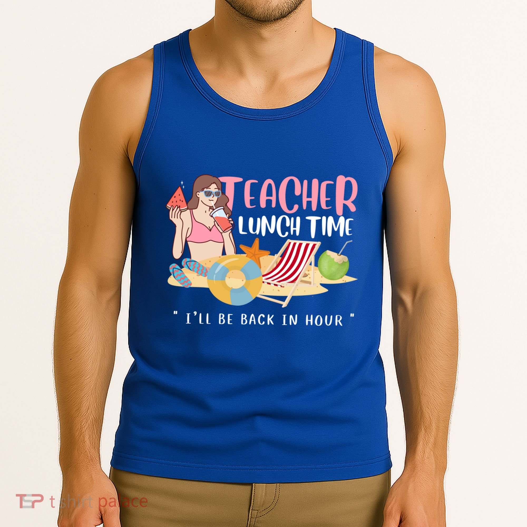 Teacher Lunch Time Funny Teacher Vacation Summer Beach Great Gift Tank Top