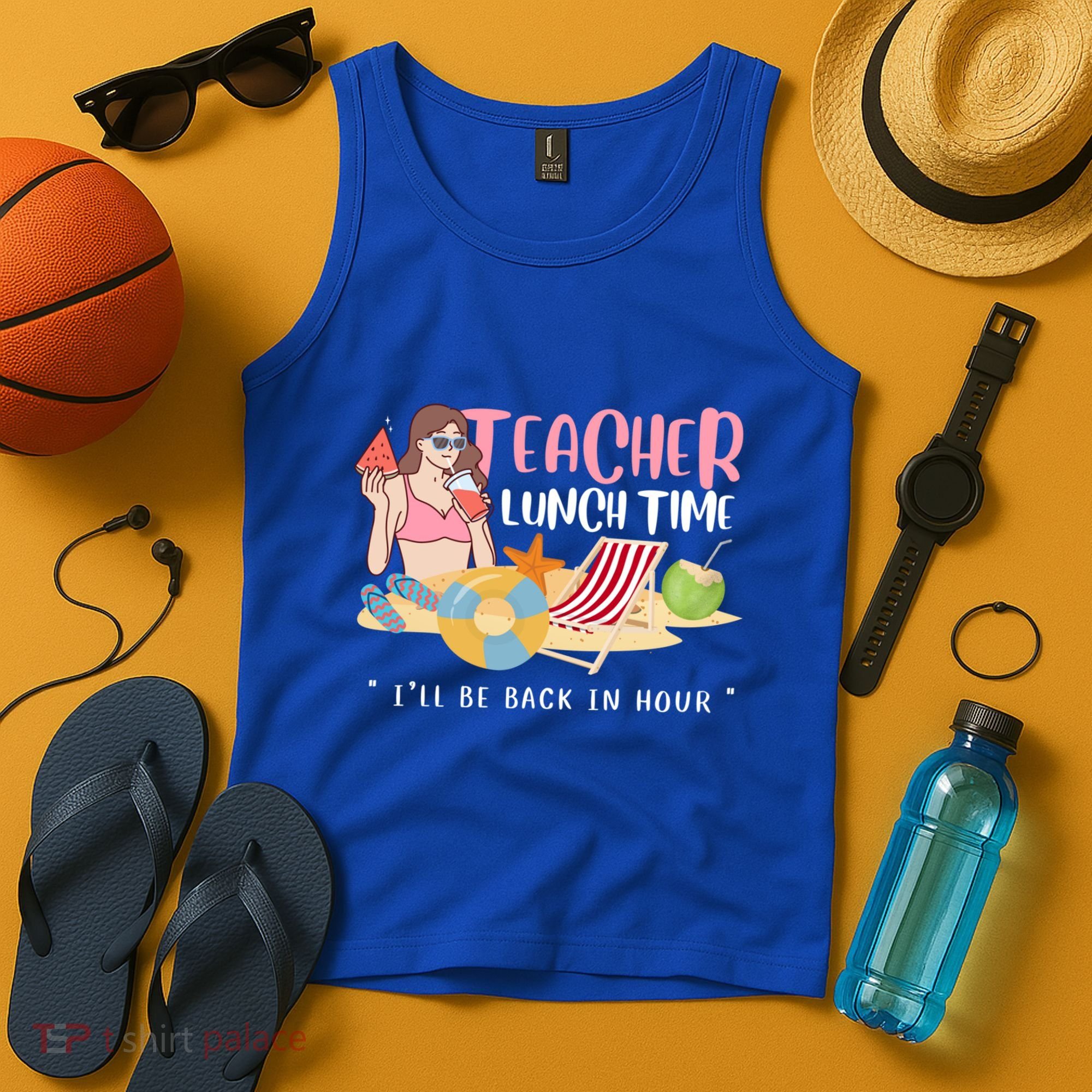 Teacher Lunch Time Funny Teacher Vacation Summer Beach Great Gift Tank Top