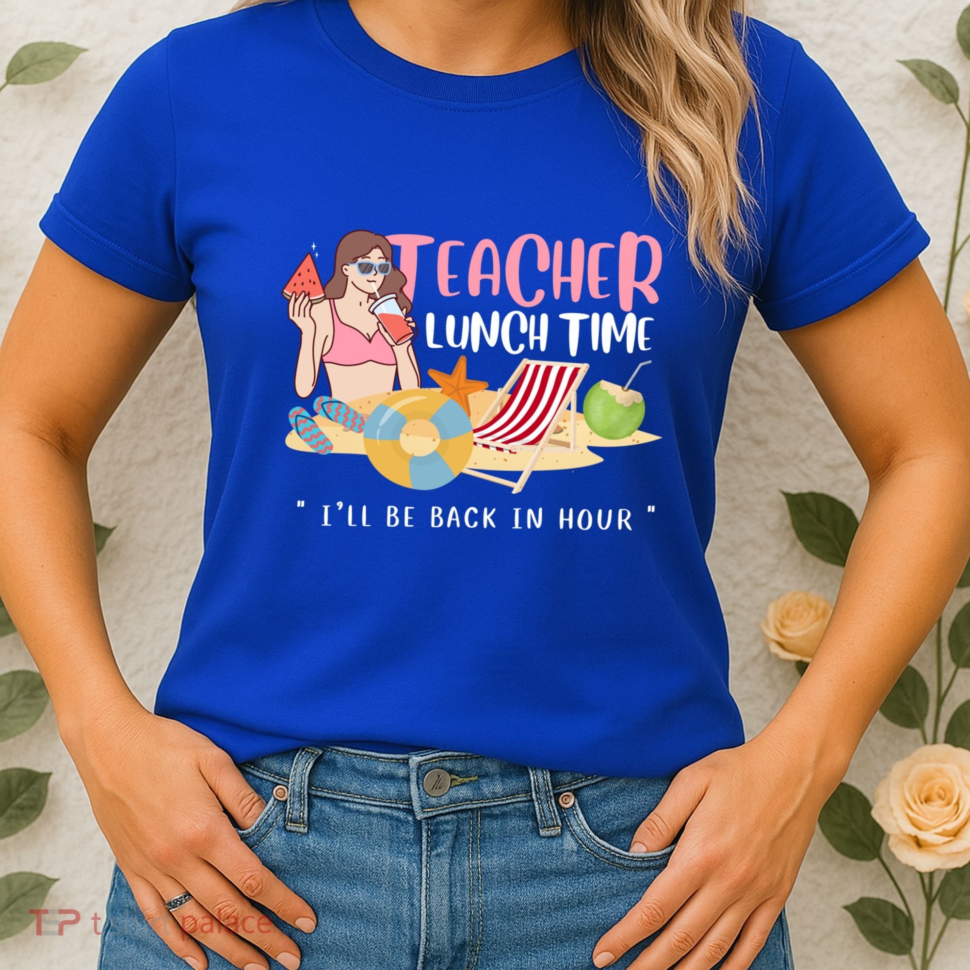 Teacher Lunch Time Funny Teacher Vacation Summer Beach Great Gift Women's T-Shirt