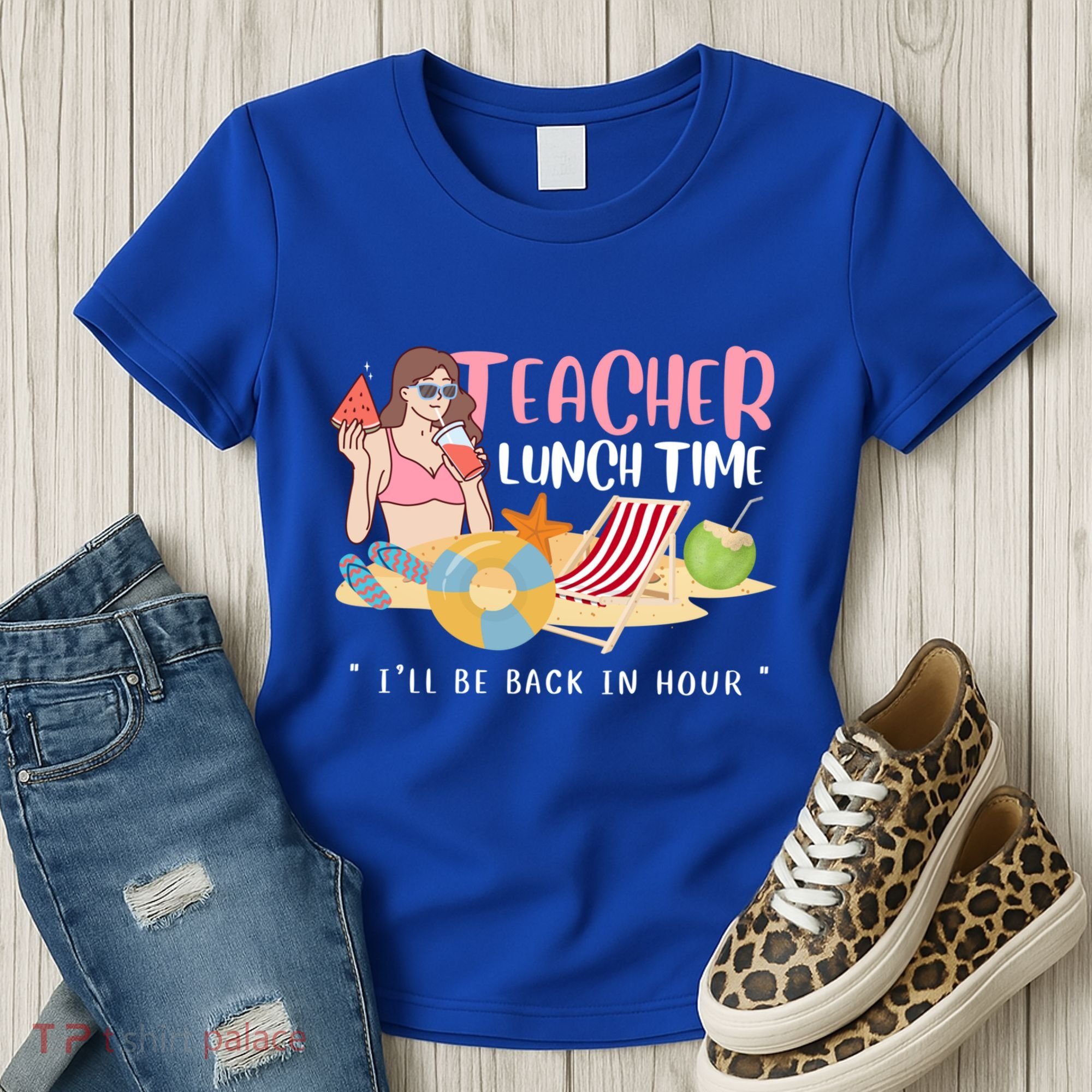 Teacher Lunch Time Funny Teacher Vacation Summer Beach Great Gift Women's T-Shirt