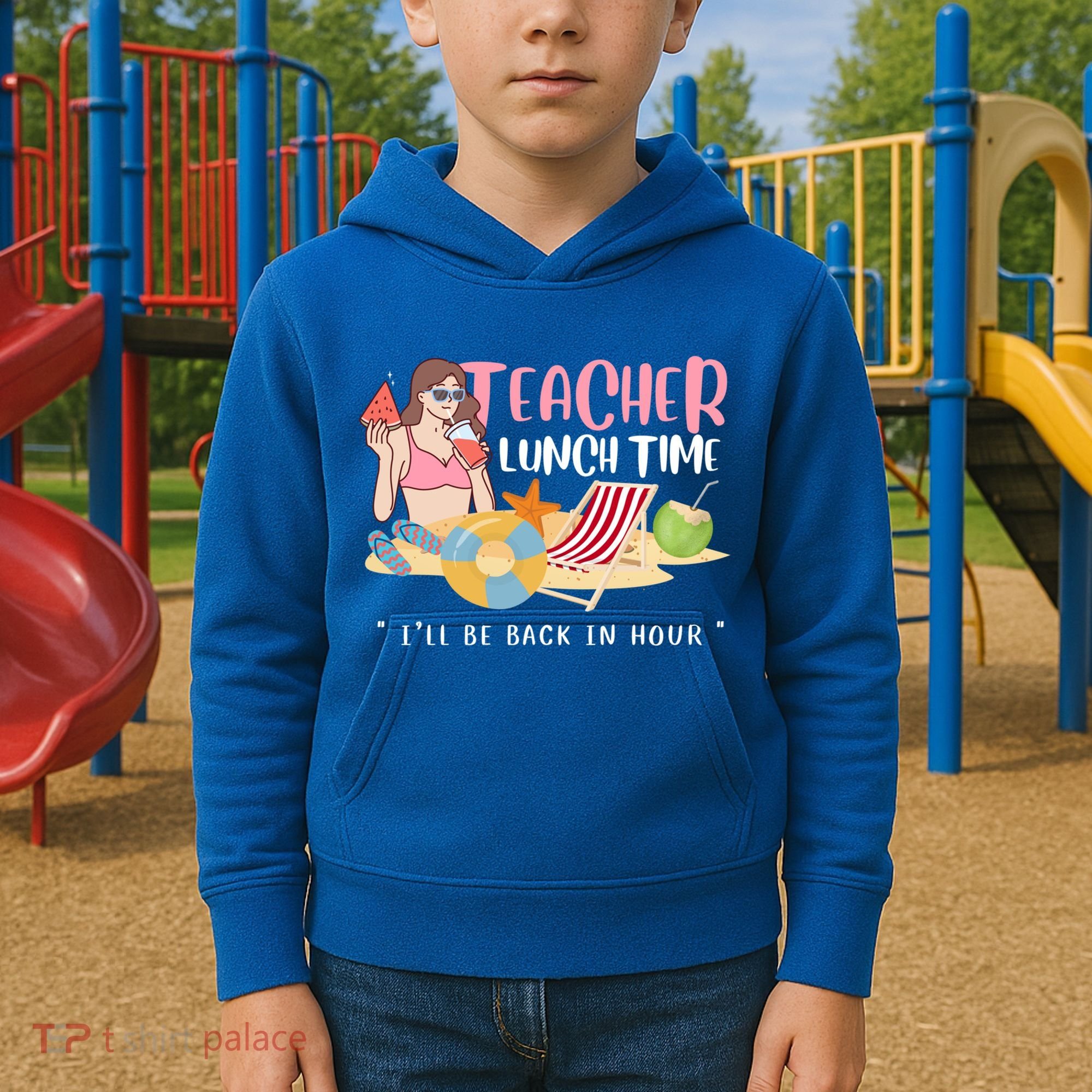 Teacher Lunch Time Funny Teacher Vacation Summer Beach Great Gift Kids Hoodie