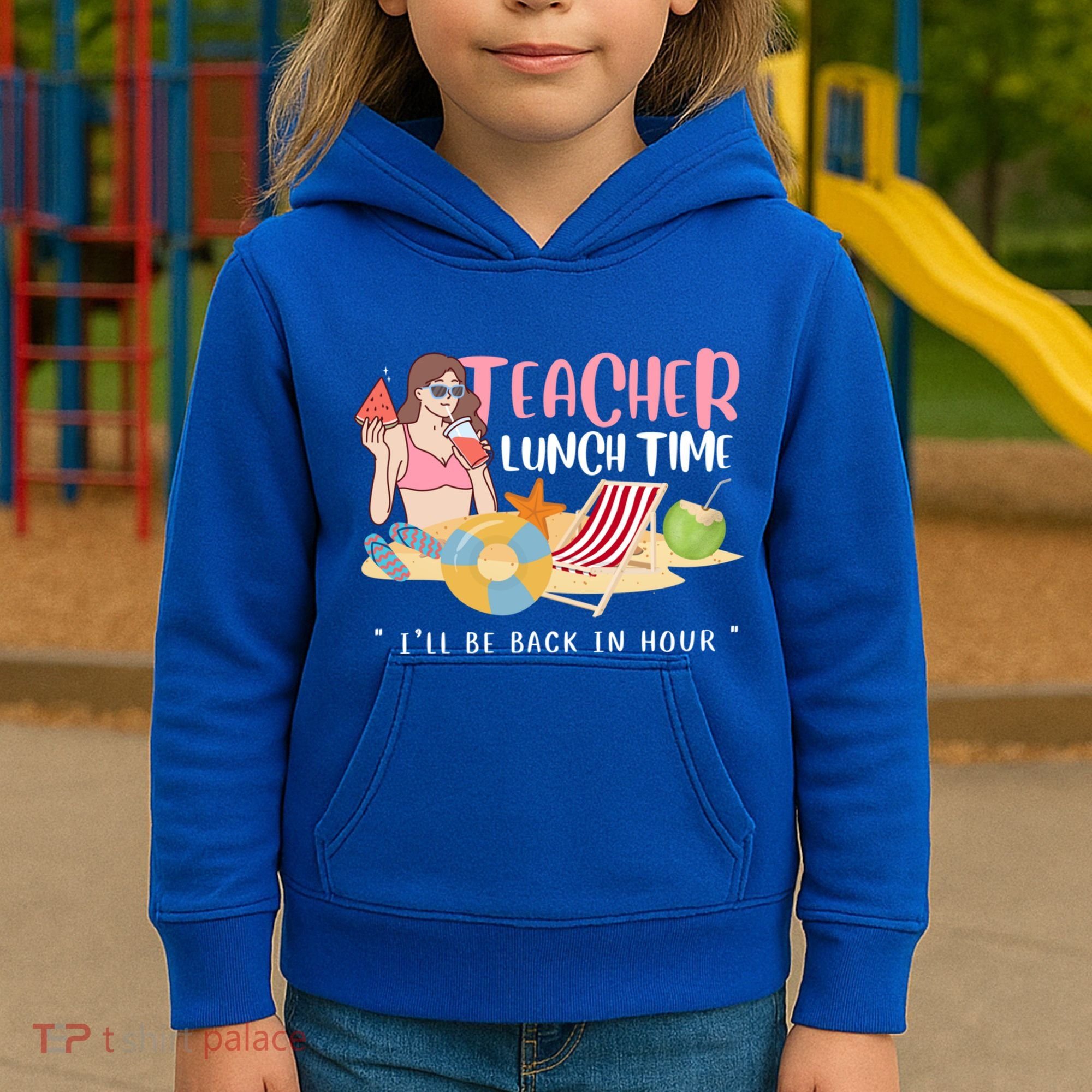 Teacher Lunch Time Funny Teacher Vacation Summer Beach Great Gift Kids Hoodie